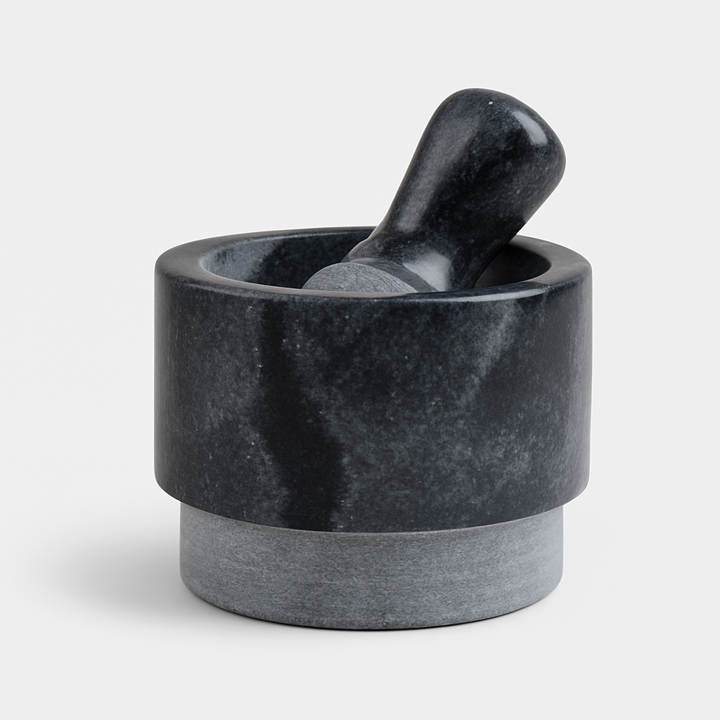 The Handkraft’s Black Natural Stone Mortar and Pestle Set