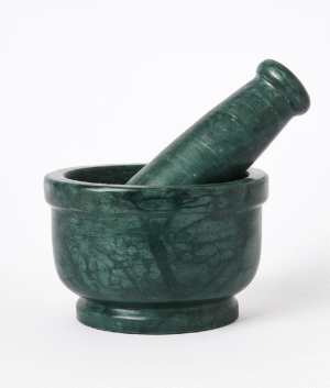 Mortar pestle in south green marble